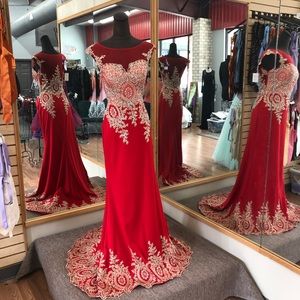 Pageant or Prom Gown by Lucci Lu Red & Gold size 8 buy it get free t-shirt